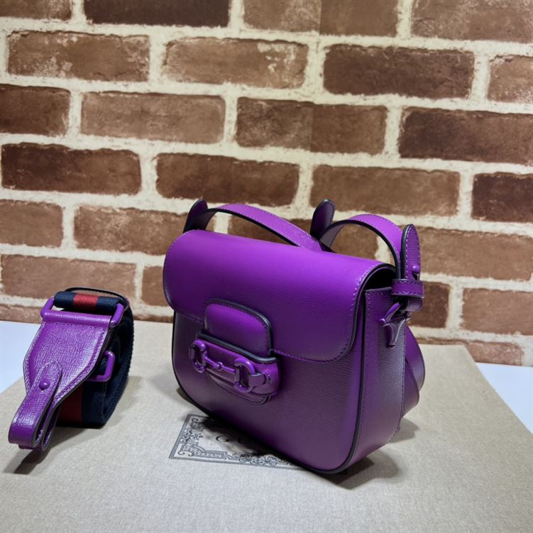 GUCCI HORSEBIT 1955 SMALL SHOULDER BAG PURPLE LEATHER