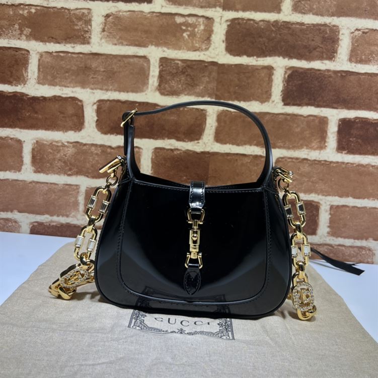 GUCCI JACKIE 1961 MINI SHOULDER BAG WITH BLACK PATENT LEATHER