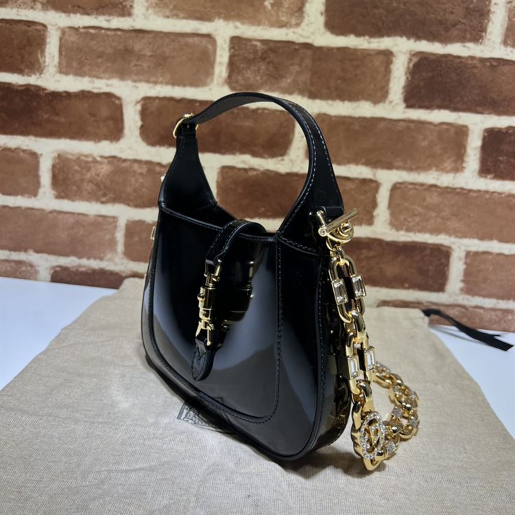 GUCCI JACKIE 1961 MINI SHOULDER BAG WITH BLACK PATENT LEATHER