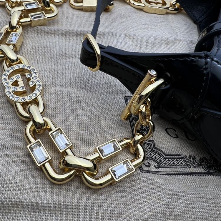 GUCCI JACKIE 1961 MINI SHOULDER BAG WITH BLACK PATENT LEATHER