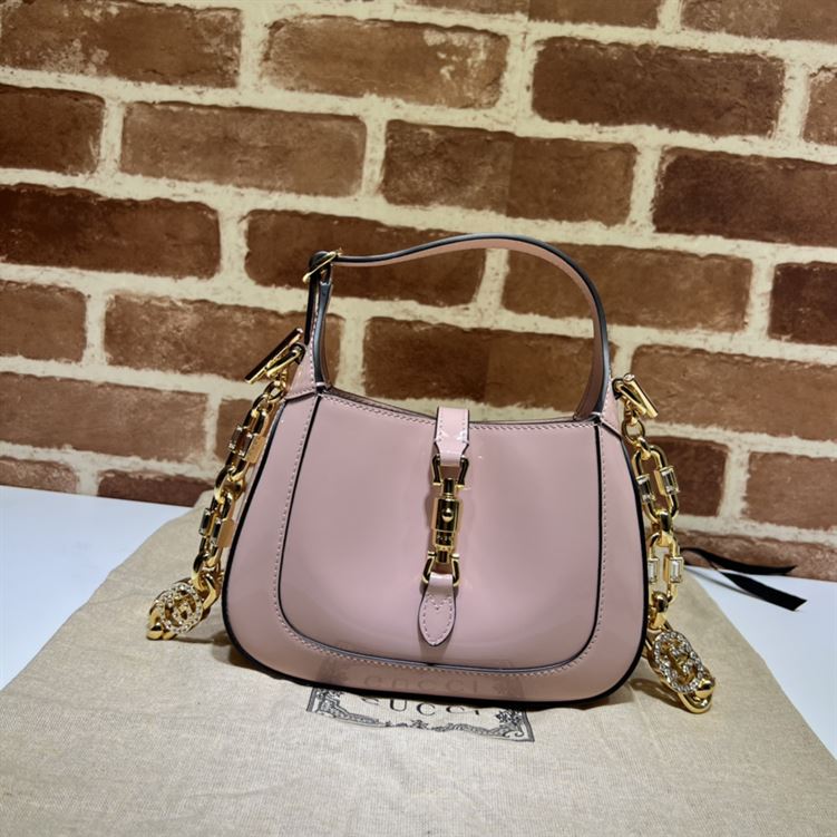 GUCCI JACKIE 1961 MINI SHOULDER BAG WITH PINK PATENT LEATHER