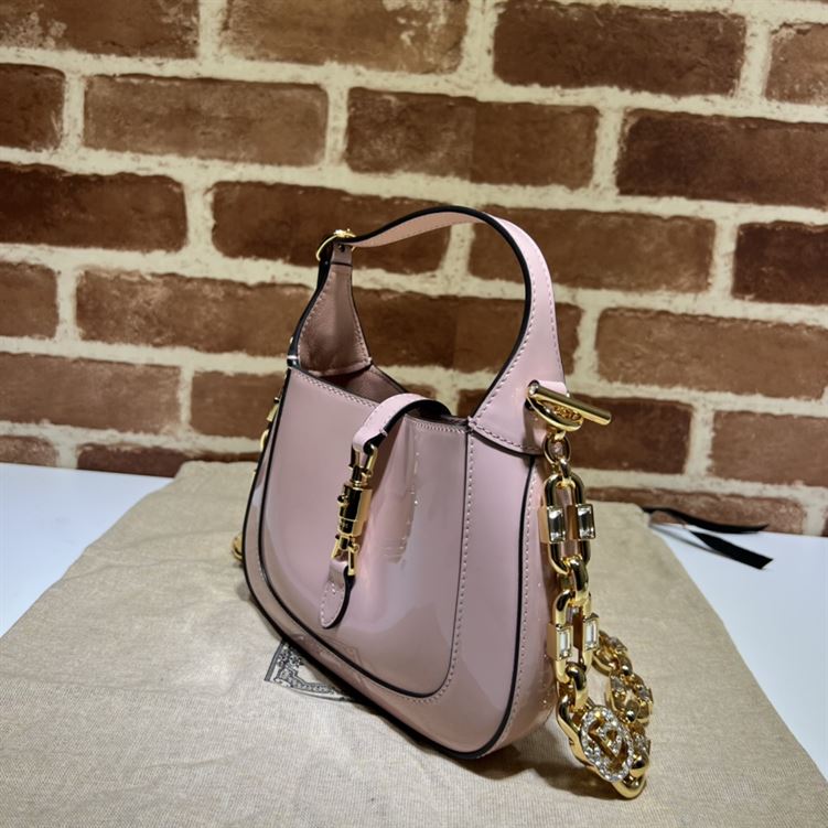 GUCCI JACKIE 1961 MINI SHOULDER BAG WITH PINK PATENT LEATHER