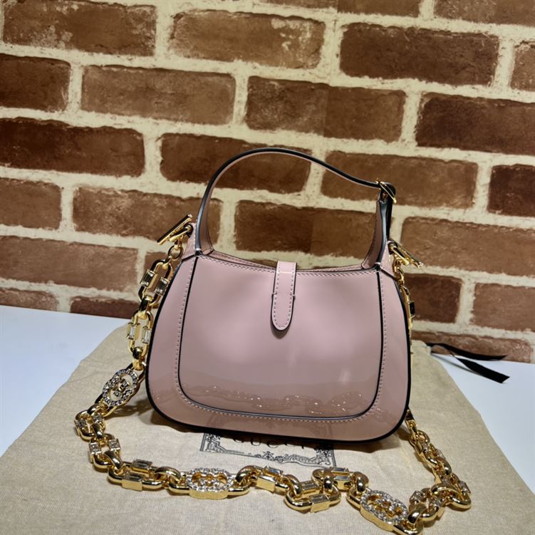 GUCCI JACKIE 1961 MINI SHOULDER BAG WITH PINK PATENT LEATHER