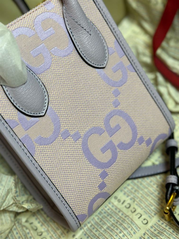 GUCCI JUMBO GG MINI NOTE BAG WITH BEIGE AND LILAC
