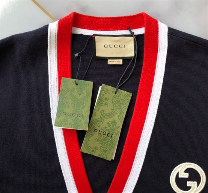 GUCCI KNIT WOOL CARDIGAN WITH PATCH - GCK033