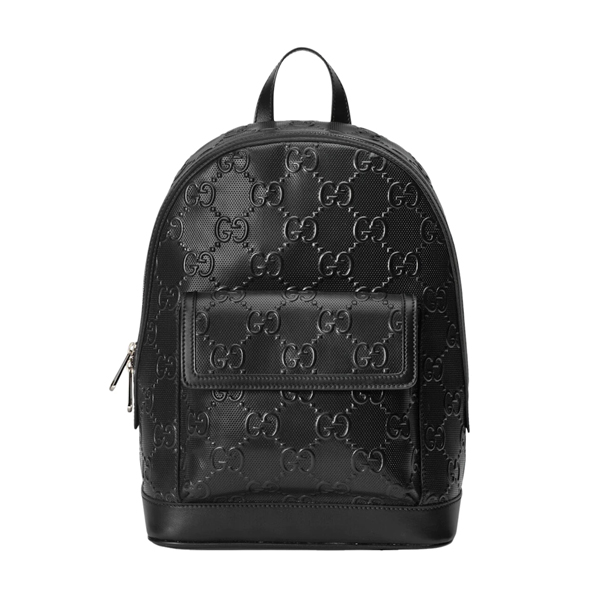 GUCCI LOGO EMBOSSED PERFORATED LEATHER BACKPACK - BG036