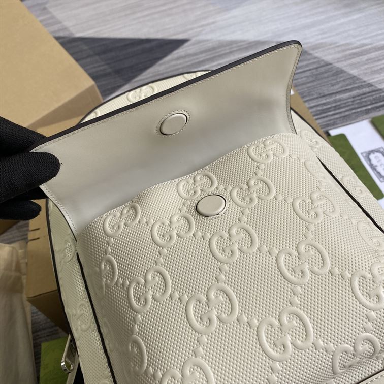 GUCCI LOGO EMBOSSED PERFORATED LEATHER BACKPACK - BG037