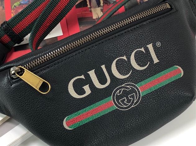 GUCCI LOGO-PRINT LEATHER BELT BAG - BG009