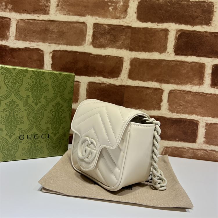 GUCCI MARMONT BELT BAG IN WHITE LEATHER