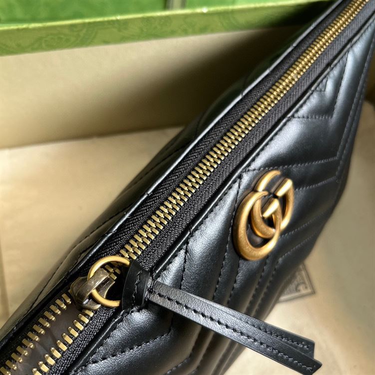 GUCCI MARMONT SHOULDER BAG IN BLACK LEATHER