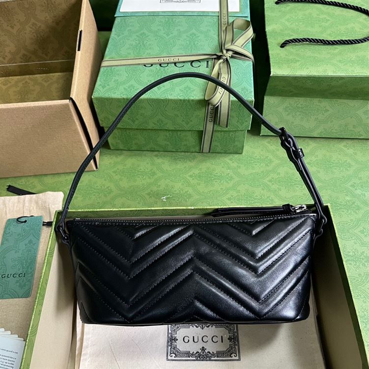 GUCCI MARMONT SHOULDER BAG IN BLACK LEATHER