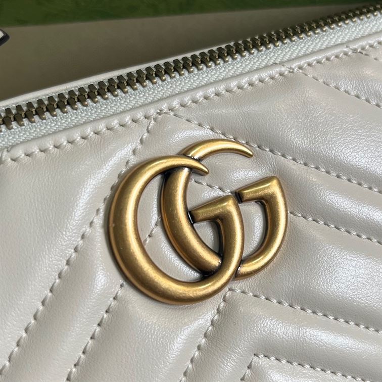 GUCCI MARMONT SHOULDER BAG IN WHITE LEATHER