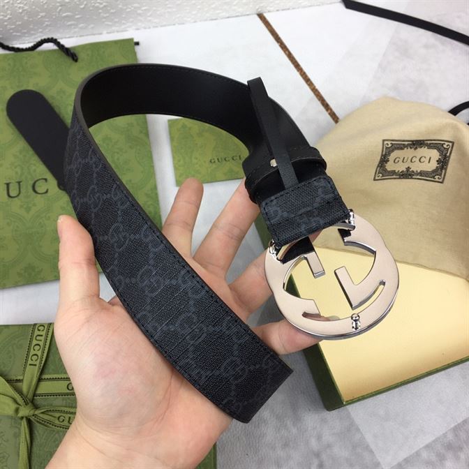 GUCCI MEN'S BLACK GG SUPREME BELT WITH G BUCKLE - GB003
