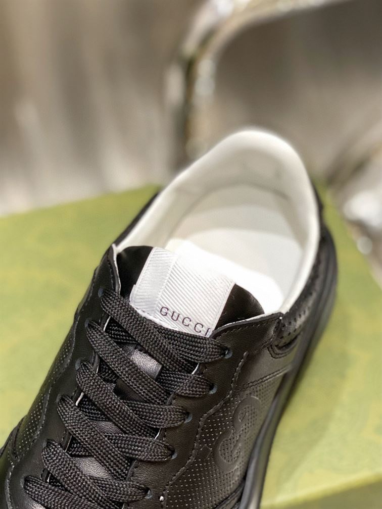 GUCCI MEN'S GG EMBOSSED SNEAKER BLACK LEATHER - GCC004