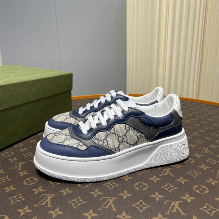 GUCCI MEN'S GG SNEAKERS BEIGE AND BLUE SUPREME - GCC003