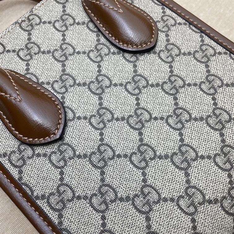 GUCCI MINI NOTE BAG WITH INTERLOCKING G BEIGE AND EBONY