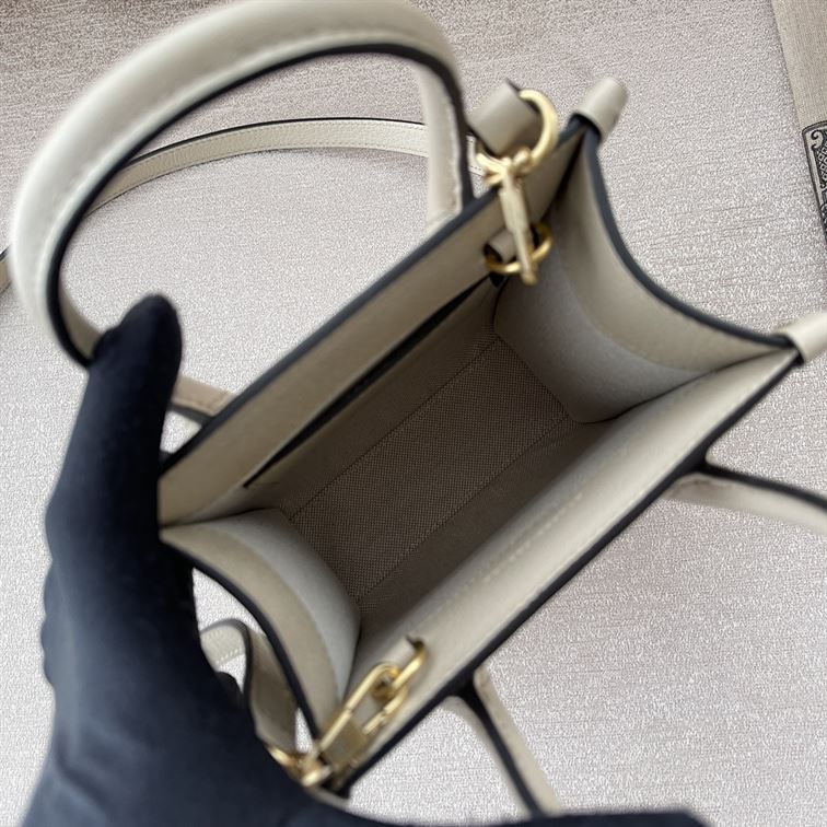 GUCCI MINI NOTE BAG WITH INTERLOCKING G BEIGE AND WHITE