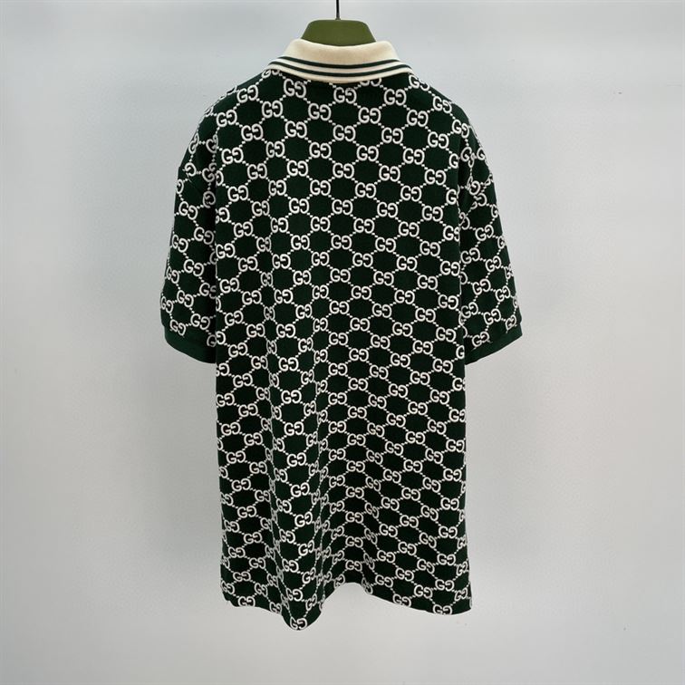 GUCCI NOJUM GG STRECH COTTON POLO IN GREEN - GGS012