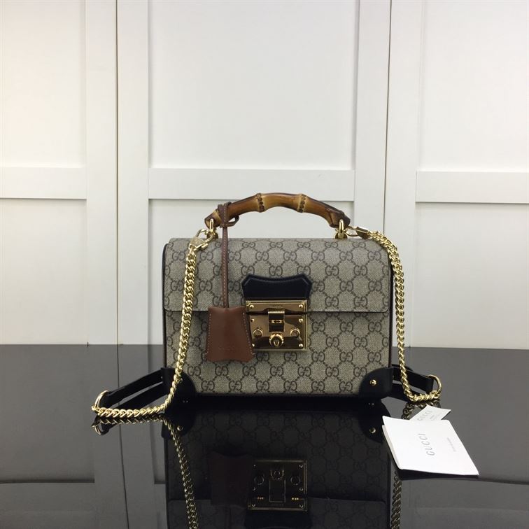 GUCCI PADLOCK GG SMALL BAMBOO SHOULDER BAG