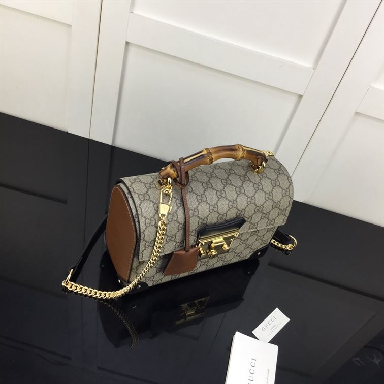 GUCCI PADLOCK GG SMALL BAMBOO SHOULDER BAG