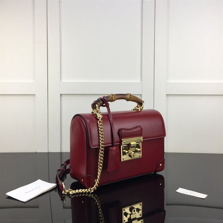 GUCCI PADLOCK GG SMALL BAMBOO SHOULDER BAG
