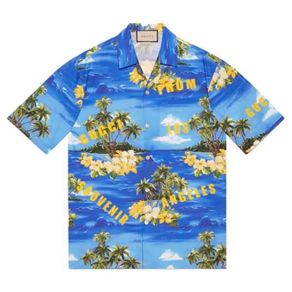 GUCCI PRINTED COTTON POPLIN BOWLING SHIRT - GGS022