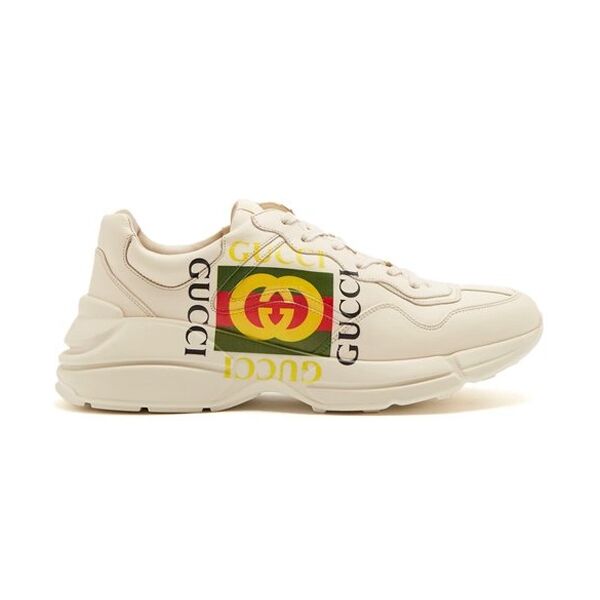 GUCCI RHYTON LOGO PRINT LOW TOP LEATHER TRAINERS - GCC009