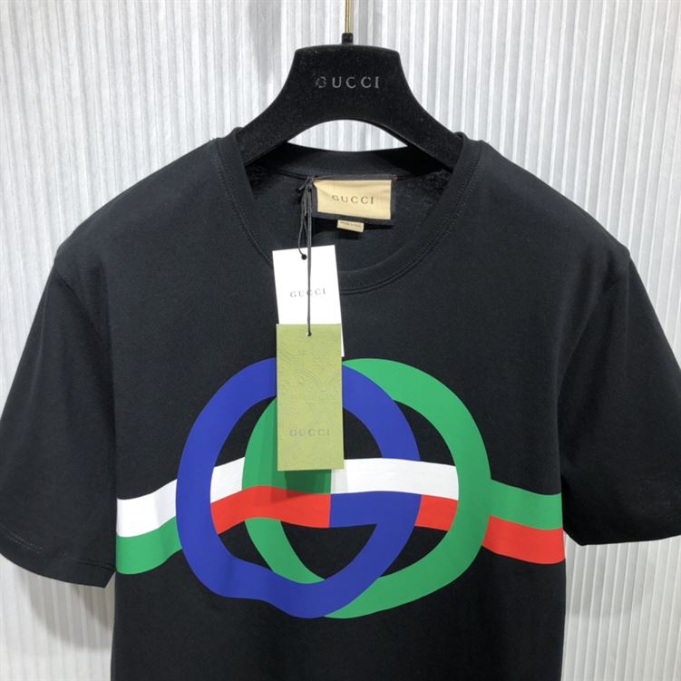 GUCCI ROUND GG PRINT COTTON T-SHIRT - GGS039