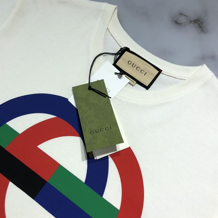 GUCCI ROUND GG PRINT COTTON T-SHIRT - GGS040