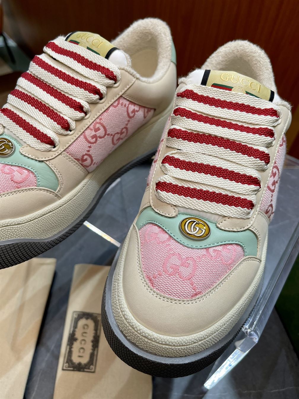 GUCCI SCREENER GG TRAINERS PINK - GCC142