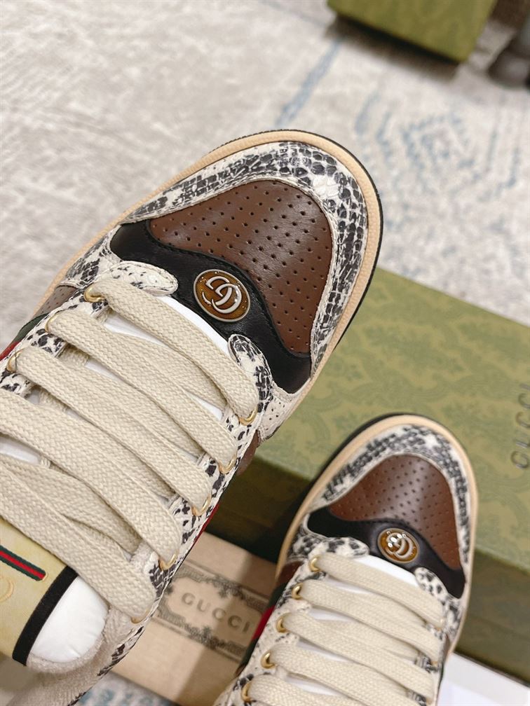 GUCCI SCREENER PYTHON-EMBOSSED LEATHER SNEAKER - GCC108