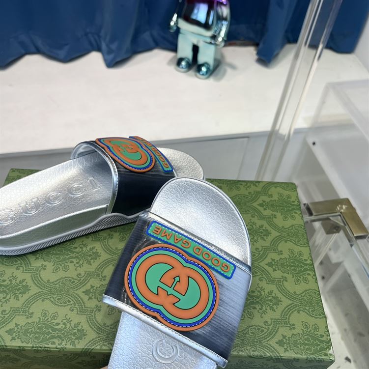 GUCCI SLIDE INTERLOCKING G LEATHER BLACK FOR MEN - GSL005