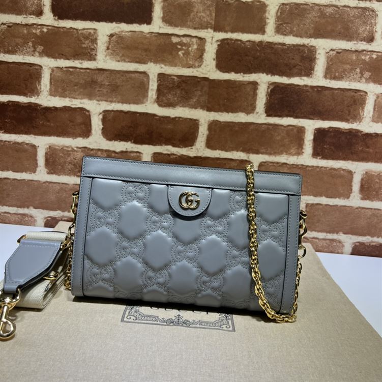 GUCCI SMALL GG QUILTED LEATHER BAG IN PALE GRAY