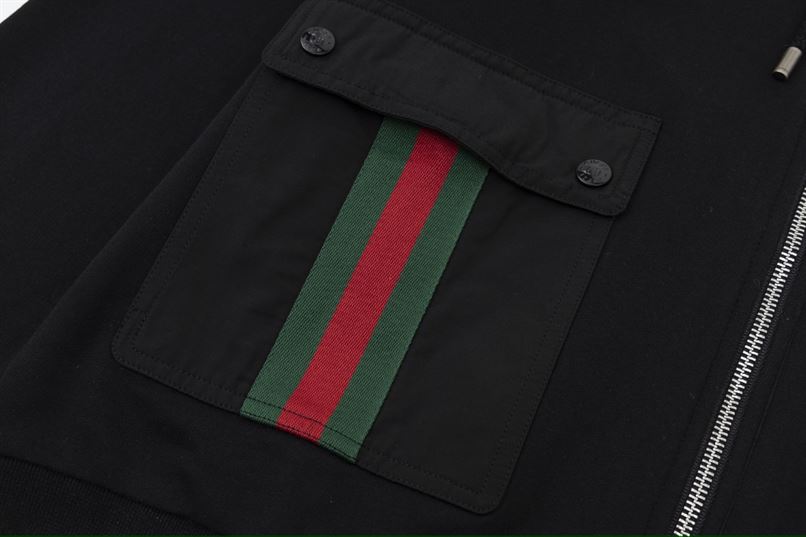 GUCCI WEB STRIPE COTTON JERSEY JACKET IN BLACK - GCJ027