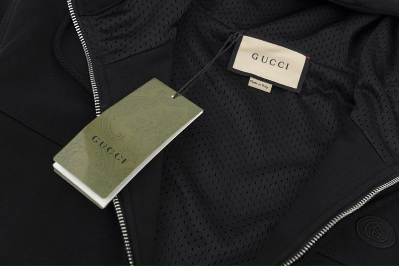 GUCCI WEB STRIPE COTTON JERSEY JACKET IN BLACK - GCJ027