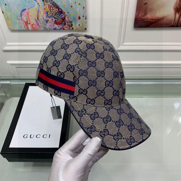 GUCCI WEB-STRIPE GG-LOGO BASEBALL HAT