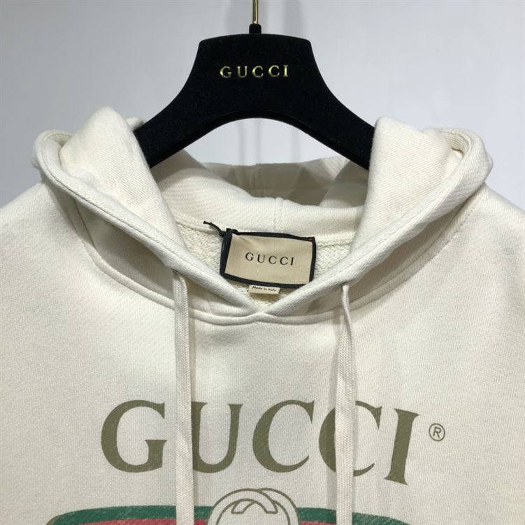 GUCCI WHITE VINTAGE LOGO COTTON SWEATSHIRT HOODED - GCK001