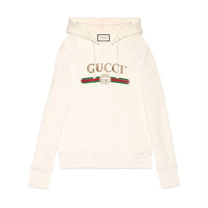 GUCCI WHITE VINTAGE LOGO COTTON SWEATSHIRT HOODED - GCK001