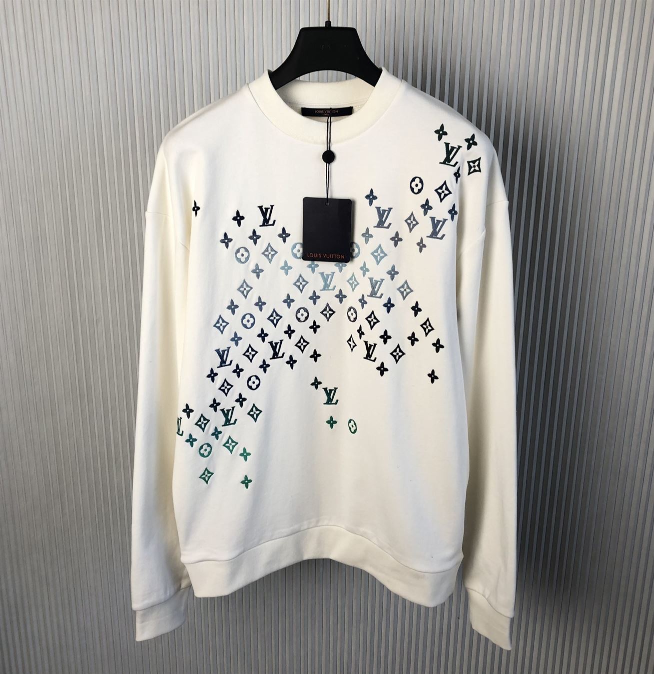 LOUIS VUITTON EMBROIDERED COTTON SWEATSHIRT MILK WHITE - LH065