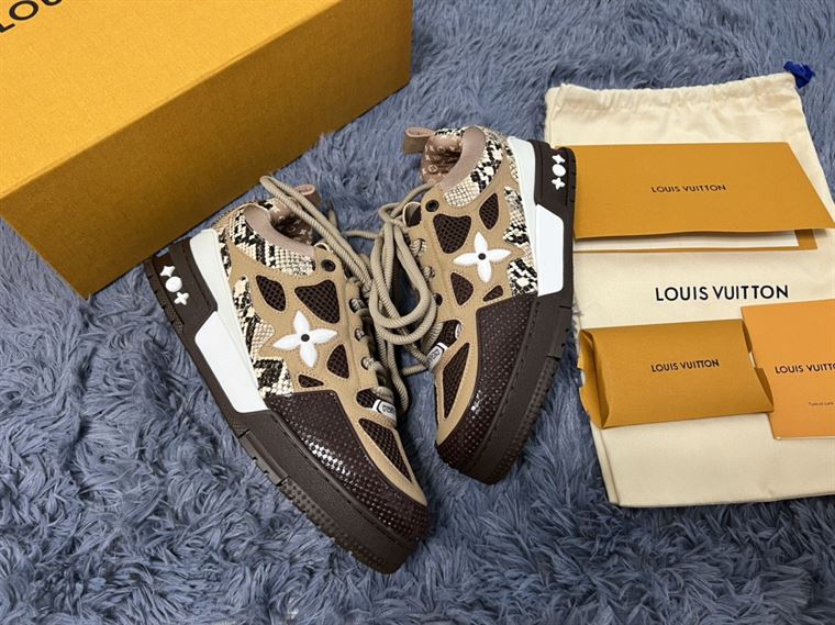 LOUIS VUITTON LV SKATE SNEAKER IN BROWN SNAKESKIN - LVS148