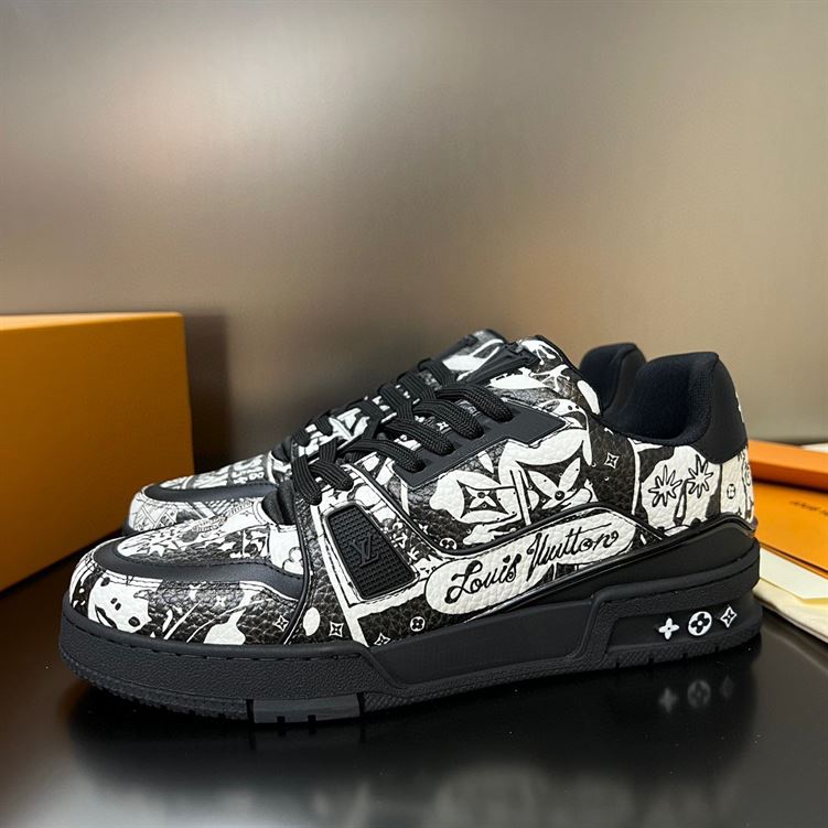 LOUIS VUITTON LV TRAINER COMIC MOTIFS BLACK WHITE - LVS146