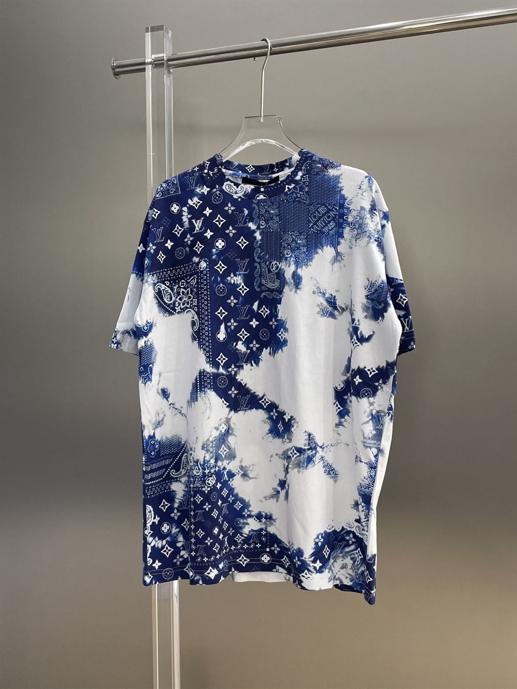 LOUIS VUITTON MONOGRAM BANDANA PRINTED T-SHIRT BLUE WHITE - LVTS045