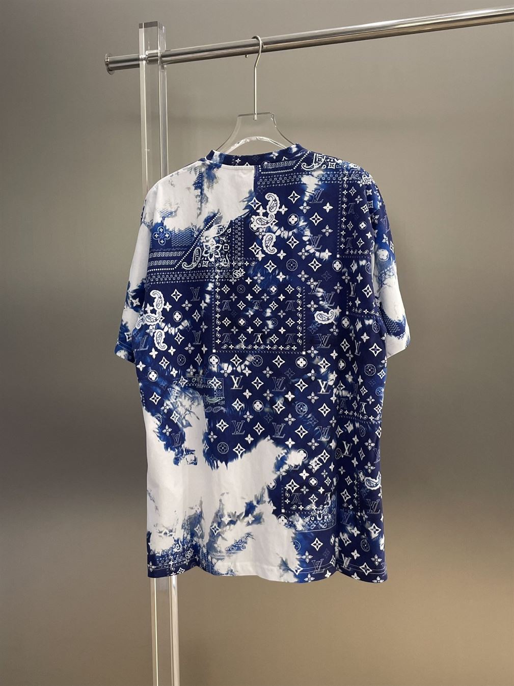 LOUIS VUITTON MONOGRAM BANDANA PRINTED T-SHIRT BLUE WHITE - LVTS045