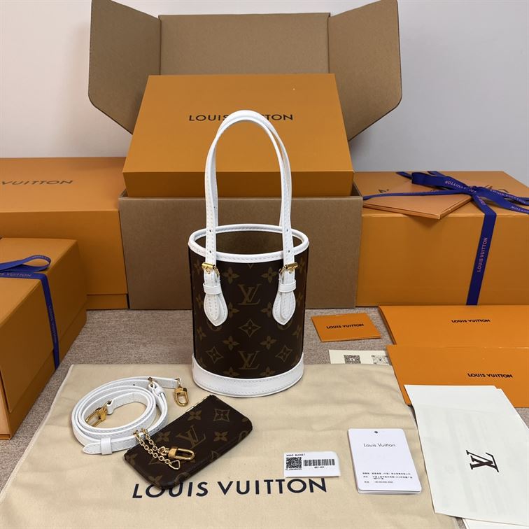 LOUIS VUITTON NANO BUCKET BROWN WHITE