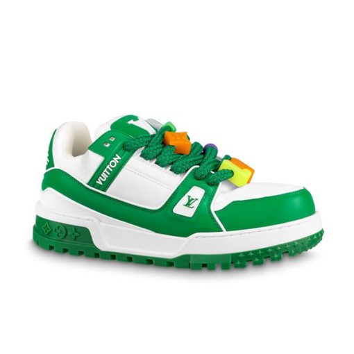 LOUIS VUITTON TRAINER MAXI LOW-TOP SNEAKERS IN WHITE AND GREEN - LVS113
