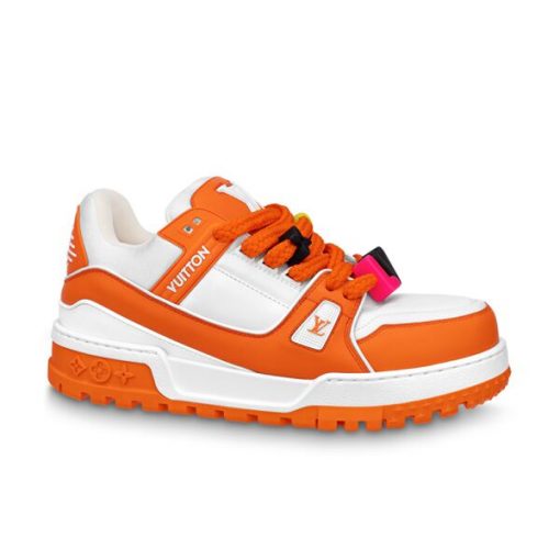 LOUIS VUITTON TRAINER MAXI LOW-TOP SNEAKERS IN WHITE AND ORANGE - LVS115