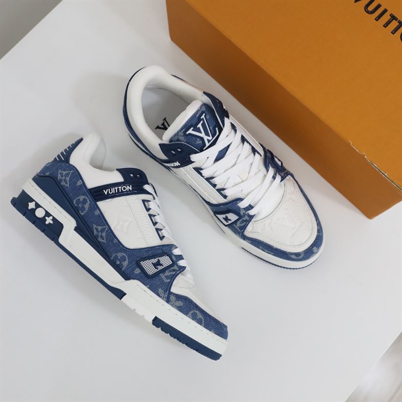 LOUIS VUITTON TRAINER MONOGRAM DENIM WHITE BLUE - LVS006