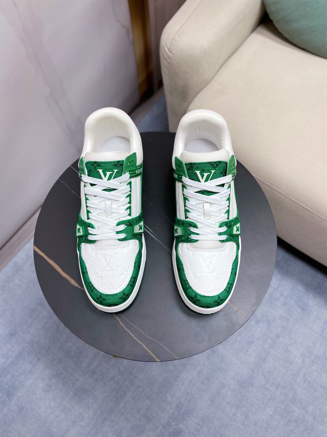 LOUIS VUITTON TRAINER MONOGRAM DENIM WHITE GREEN - LVS001