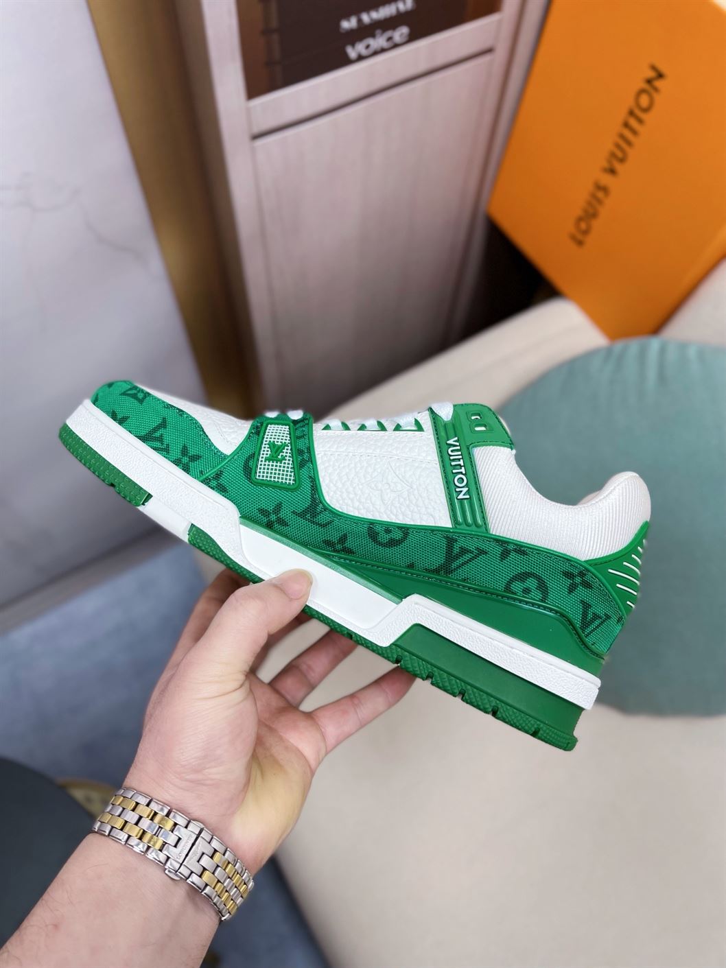 LOUIS VUITTON TRAINER MONOGRAM DENIM WHITE GREEN - LVS001