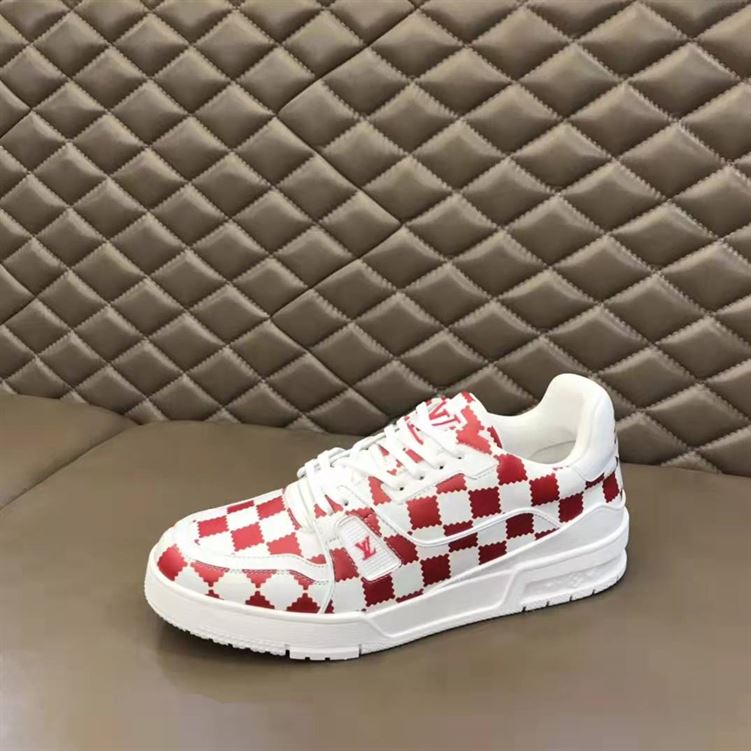 LOUIS VUITTON TRAINER SNEAKER RED WHITE DAMIER - LVS044